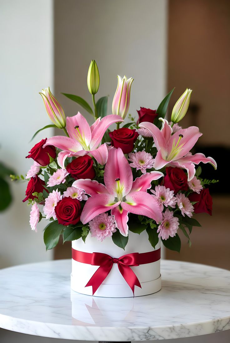 Flower arrangement in bucket